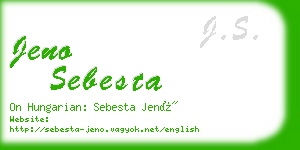 jeno sebesta business card